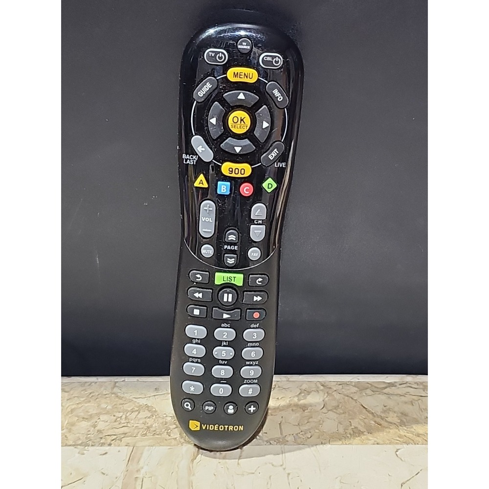 Videotron Universal Remote Control URC-RF224000-Black Cable TV Box Controller